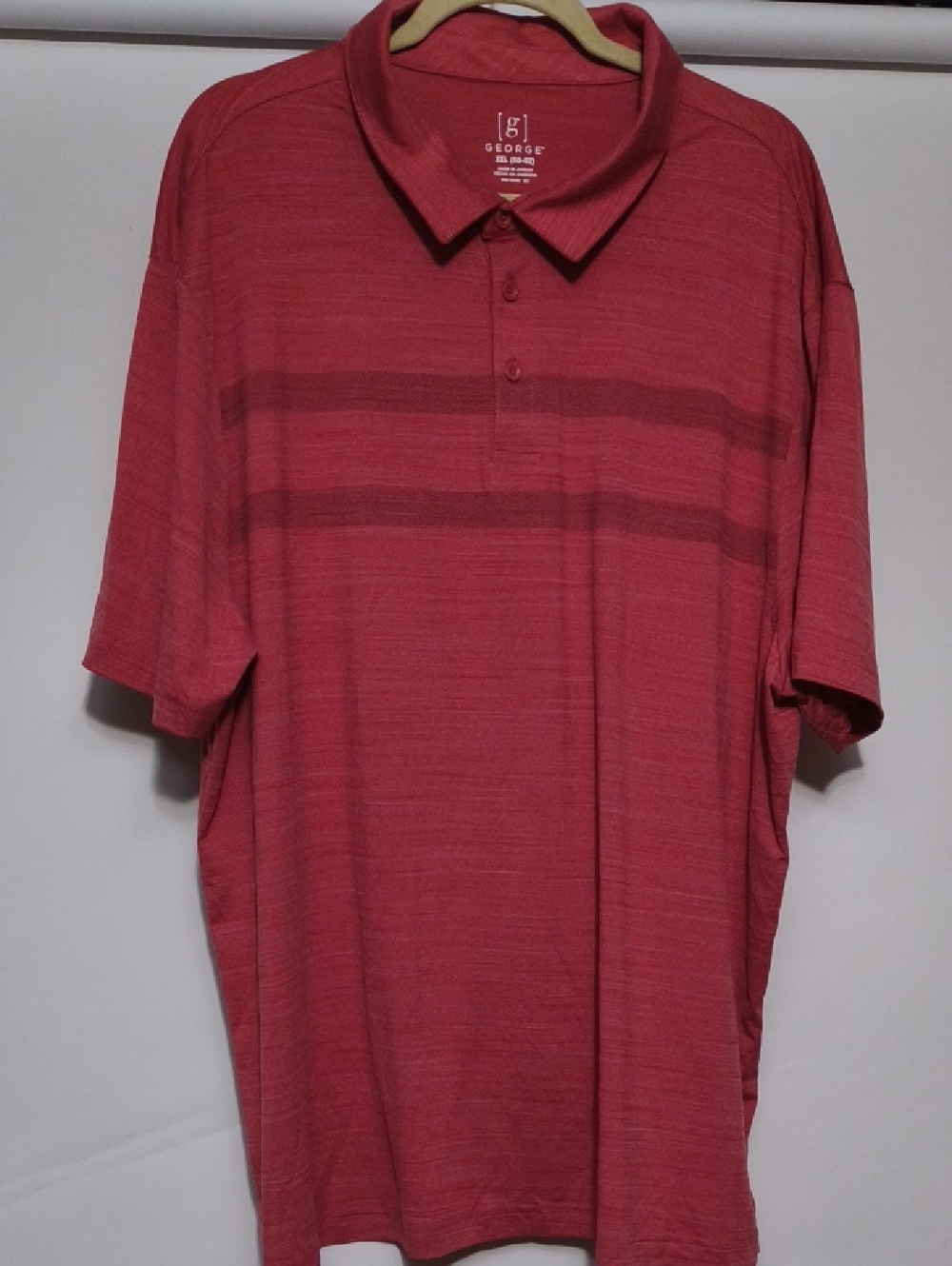 George Men's Coral-Red Striped Polo Shirt